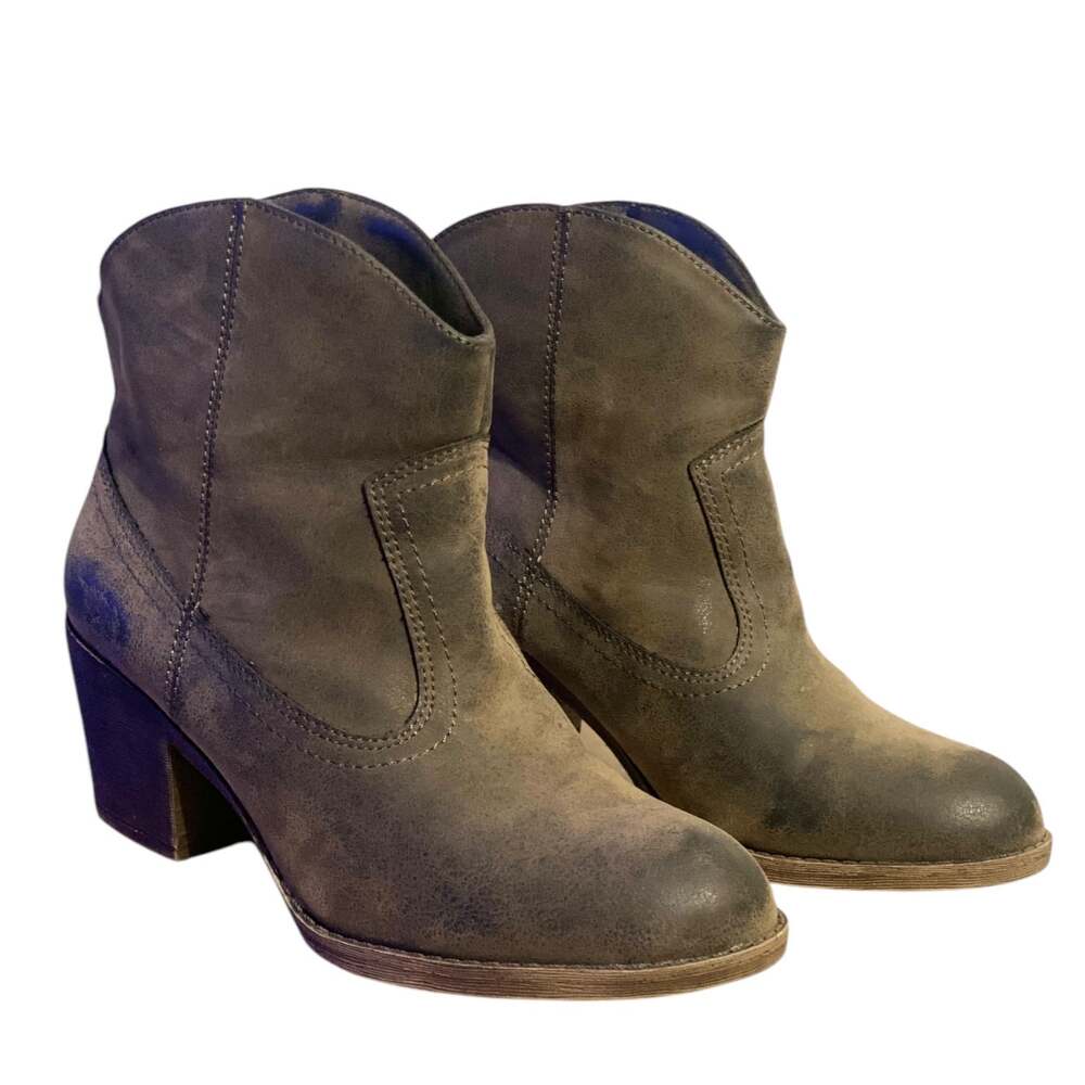 Rocket Dog Soundoff Western Cowboy Ankle Boots Brown Block Heel Women’s 7.5